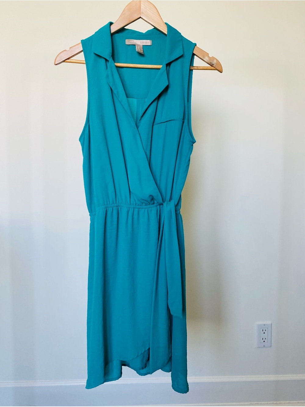 Forever 21 Teal Sleeveless Wrap-Front Dress with Waist Tie